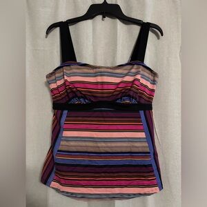 Athleta Capri Stripe Pura Tankini (TOP ONLY) Size 36 D/DD EUC Striped Swimsuit